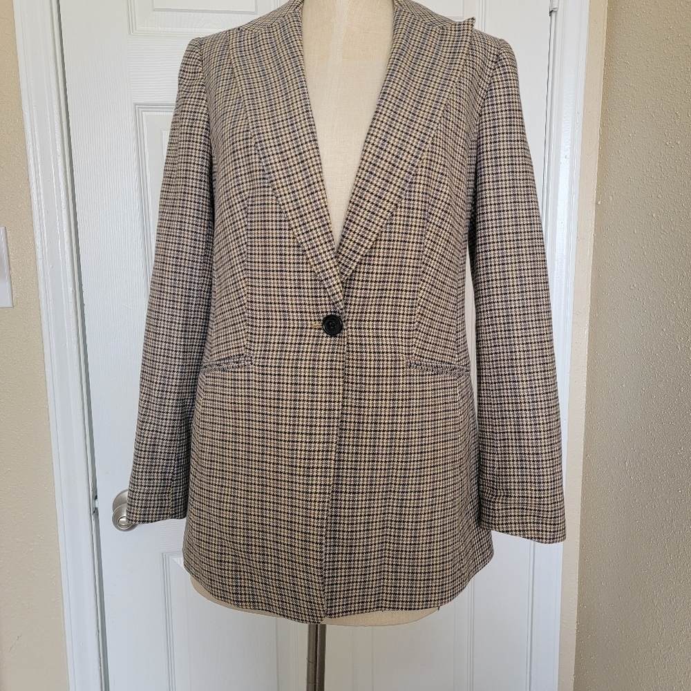 Talbots Plaid Print Brown Blazer Jacket Size 8 - Picture 3 of 15